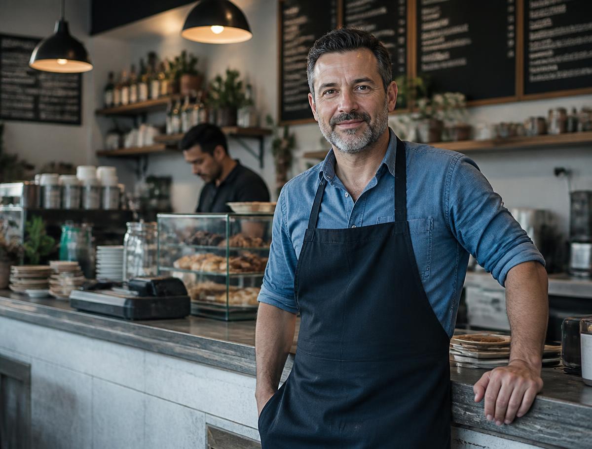 Small business owner standing in their shop